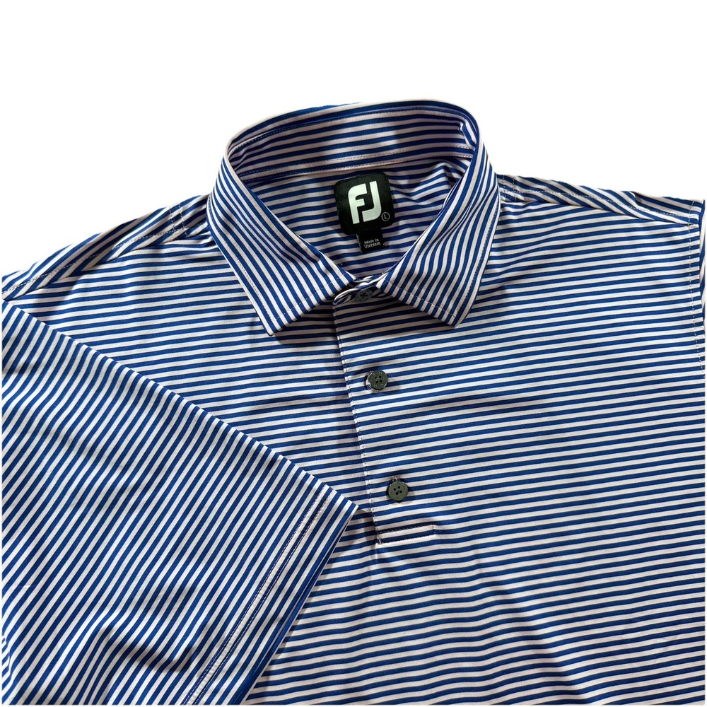 FootJoy Polo Shirt Mens L  Pink Purple Striped Golf‎ Performance Stretch Preppy